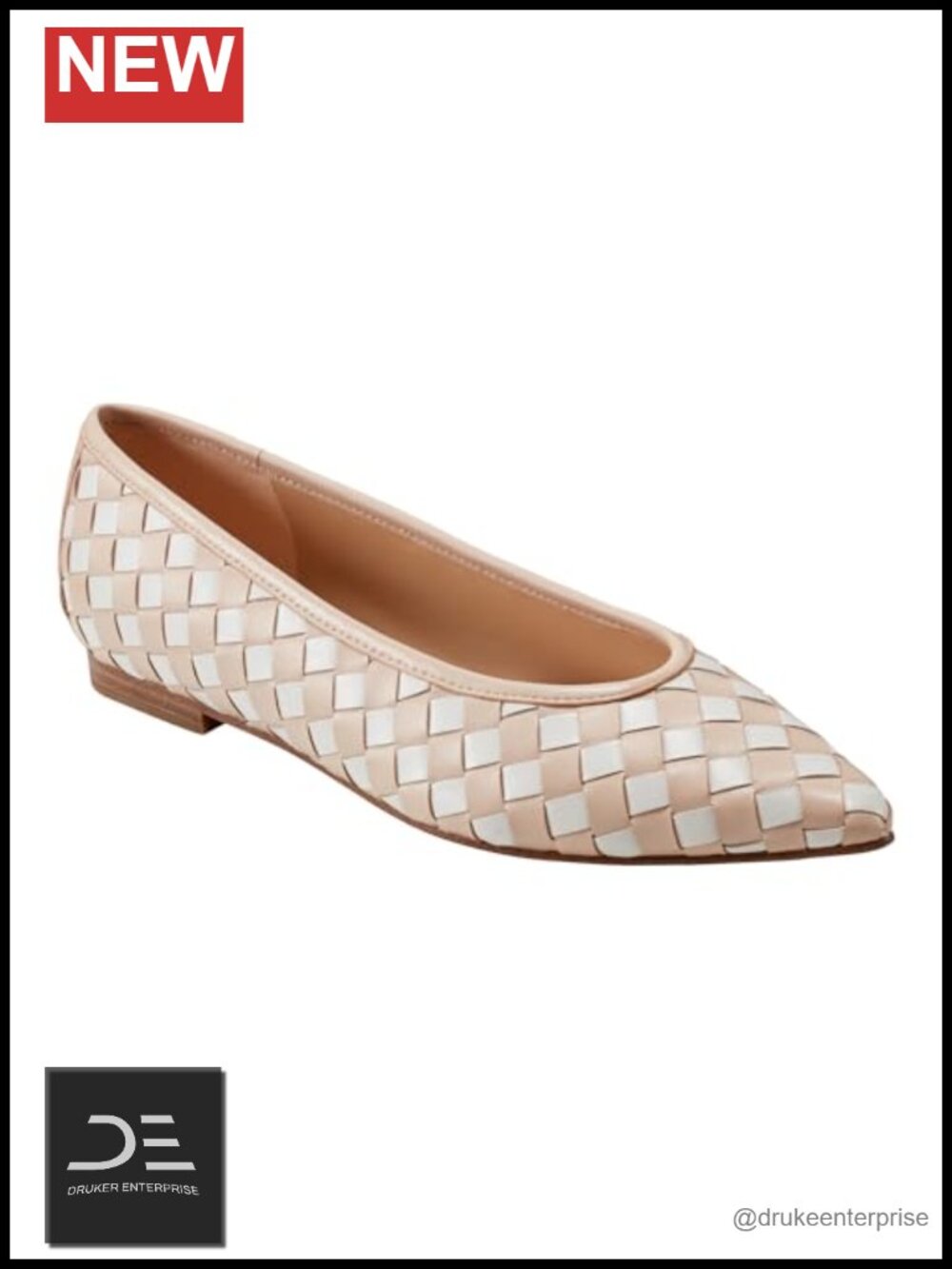 Leather Ballet Flats Pointed Toe Slip-On Dress Shoes Woven